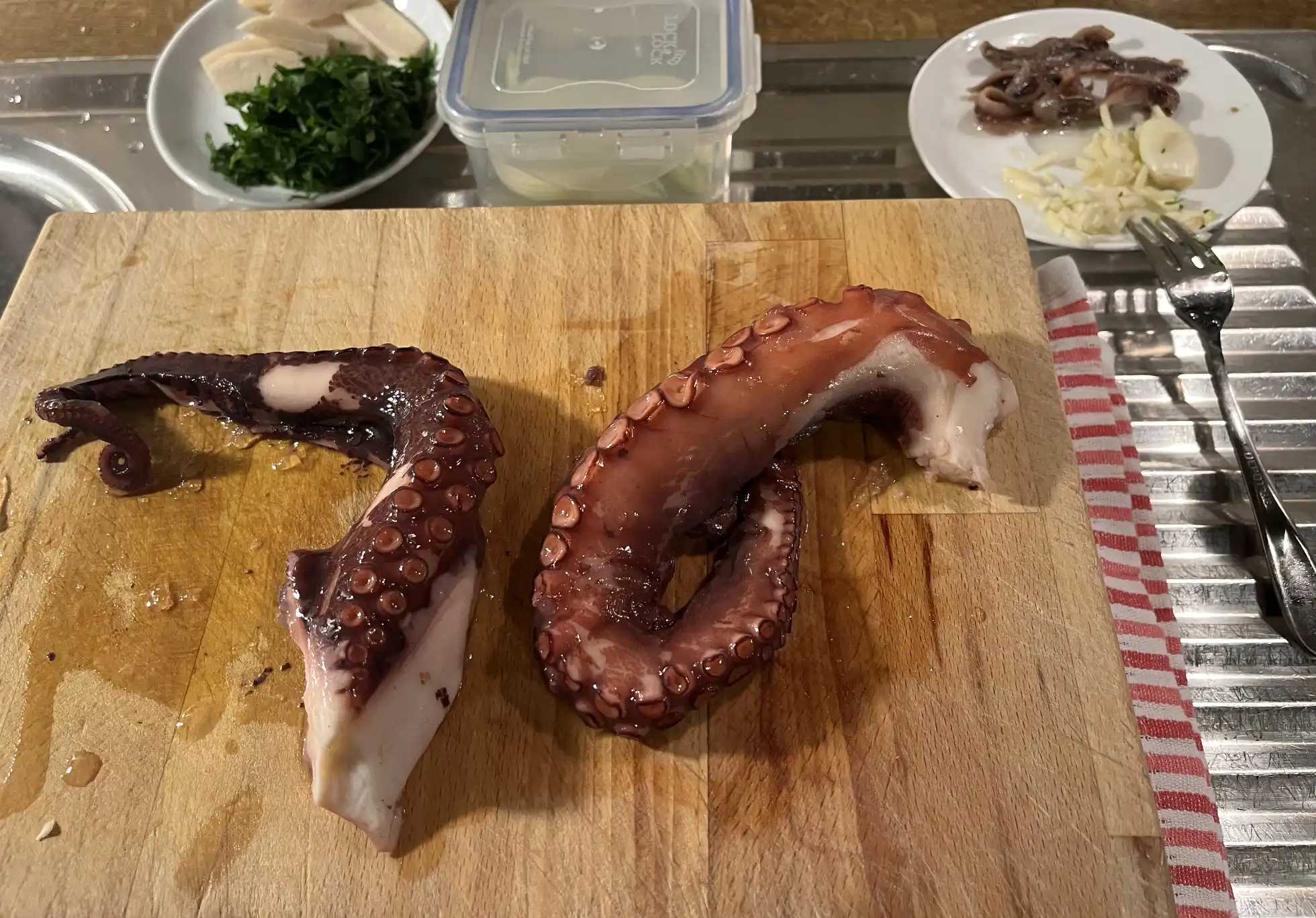 Pulpo mit Spaghetti